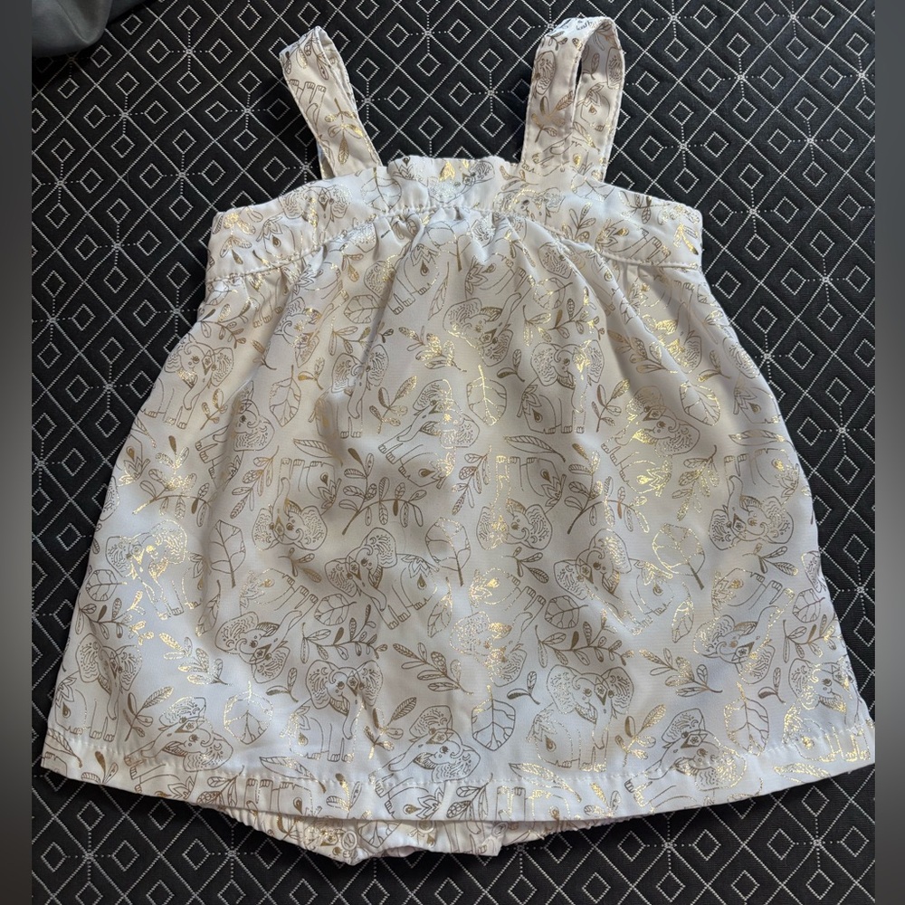 Cherokee Girls White and Gold Elephant‎ Dress